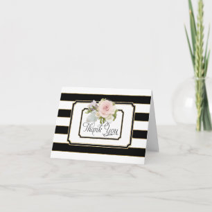 Cartes de Remerciement Rose Décor Art Déco Rayé