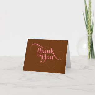 Cartes de remerciement rose et marron