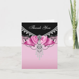 Cartes de remerciement Rose Noir Rose Princesse