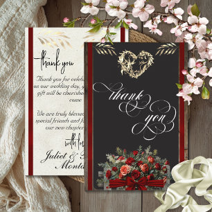 Cartes de remerciement - Roses & Ruban - Rouge