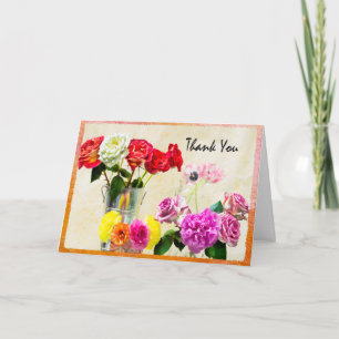 Cartes de remerciement Roses, Tulipes et Pivoines