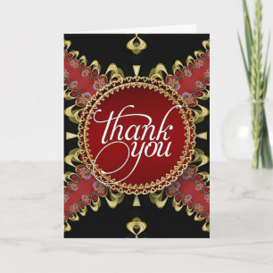 Cartes de remerciement Royal Red Gold Lace