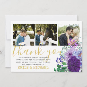 Cartes de Remerciement Rustiques PHOTO Fleurs Bleu