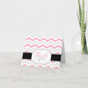 Cartes de remerciement tendance à chevrons gris et