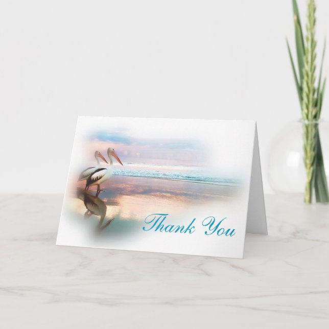 Cartes de remerciement thème mariage plage (Devant)