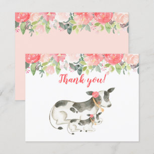 Cartes de remerciement Vache laitière Pivoine flor
