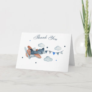 Cartes de remerciement Vintage Avion Nuages Baby S