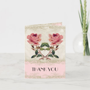 Cartes de Remerciement Vintage Style Baroque Rose 
