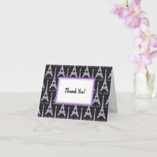 Cartes de remerciement violettes de la Tour Eiffel