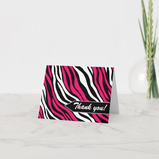 Cartes de remerciement Zebra Print Mix Fuchsia (Devant)