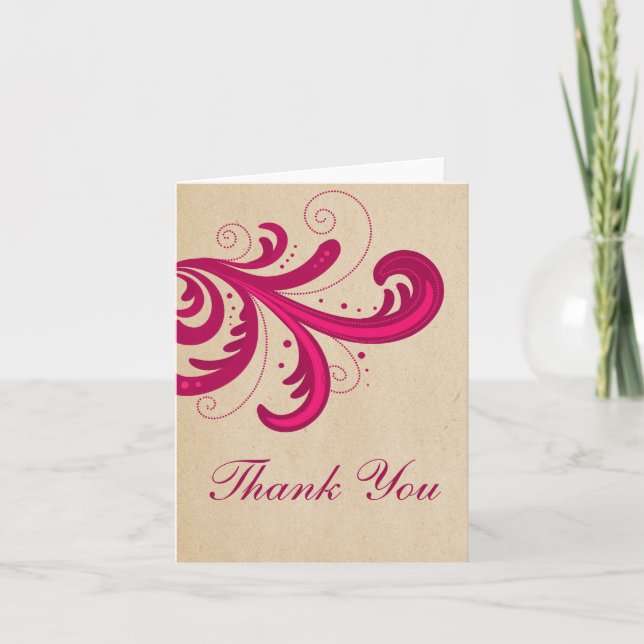 Cartes de remerciements à perles roses (Devant)