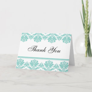 Cartes de remerciements Aqua Damask