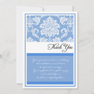 Cartes de remerciements Blue Mariage damassé
