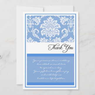 Cartes de remerciements Blue Mariage damassé