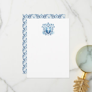 Cartes de Remerciements Crest bleu Dusty & Croix