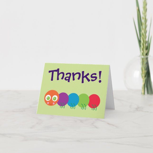 Cartes de Remerciements Cute Caterpillar (Devant)