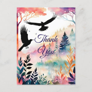 Cartes de remerciements dans une forêt colorée et