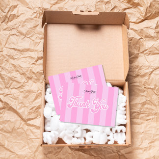 Cartes de remerciements de bandes roses rétro