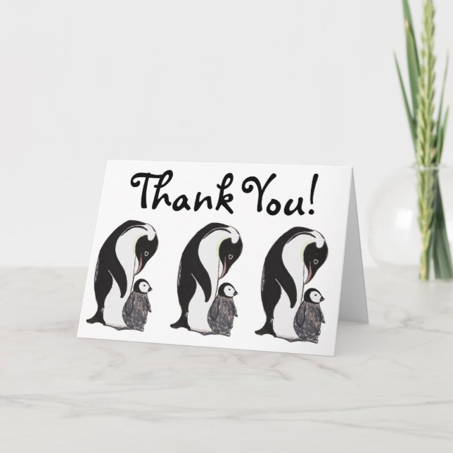 Cartes de remerciements de pingouins (Devant)