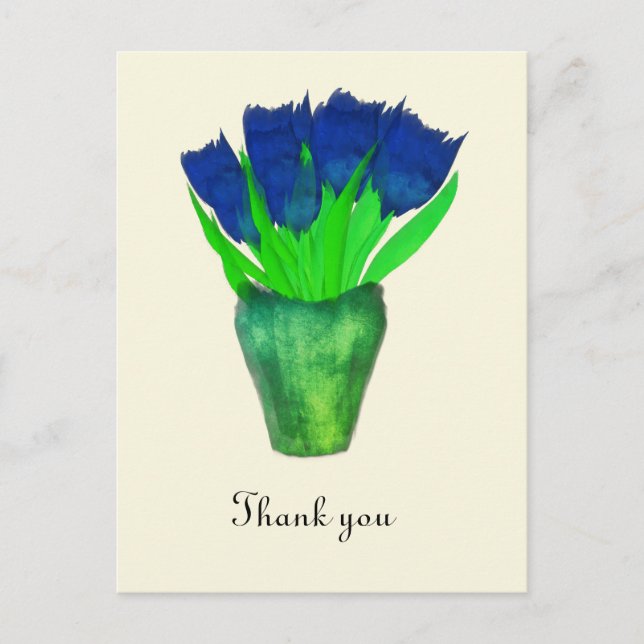 Cartes de remerciements de tulipes bleues (Devant)