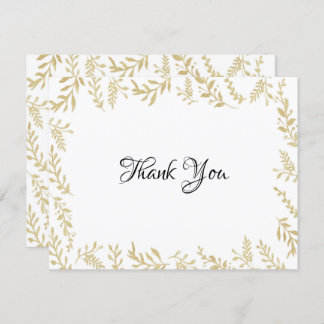 Cartes de remerciements Feuilles Chic Gold Foil