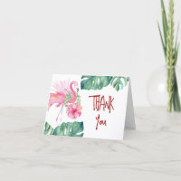 Cartes De Remerciements Flamant rose Rose