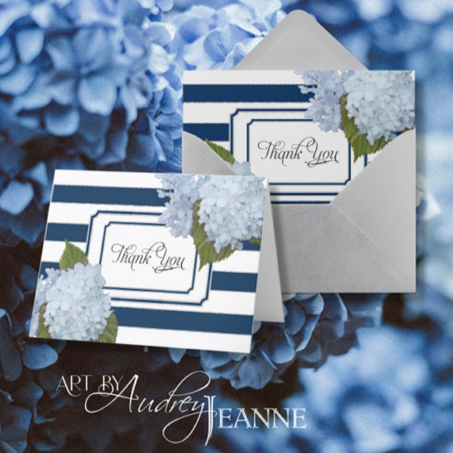 Cartes de Remerciements Fleurs d'Hydrangea Bleu Ra (Créateur téléchargé)