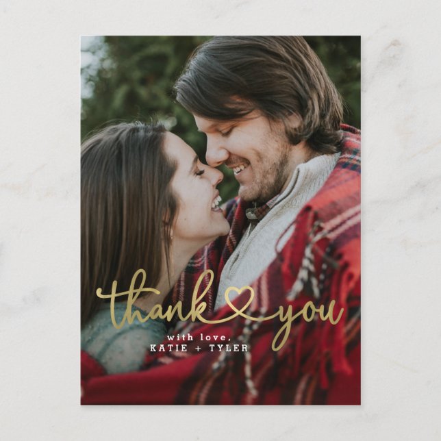 Cartes de remerciements Gold Heart (Devant)