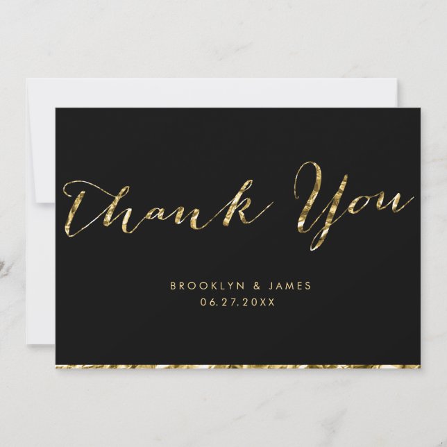 Cartes De Remerciements Mariage Black And Gold (Devant)