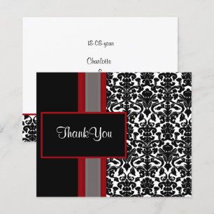 Cartes de Remerciements Mariage damassé Rouge Budg