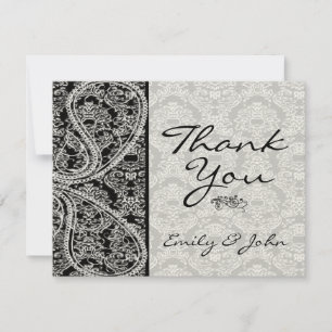 Cartes de Remerciements Monogram Black Mariage dam
