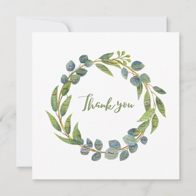 Cartes de remerciements multilingues Wreath (Devant)