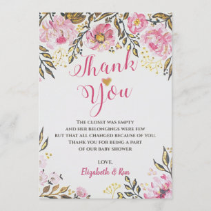 Cartes de remerciements pour le Baby shower floral