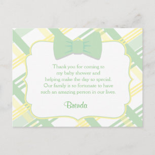 Cartes de Remerciements pour le Baby shower vert