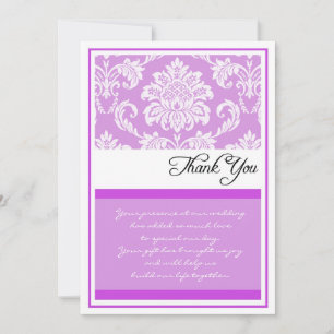 Cartes de remerciements Purple Mariage damassé
