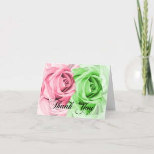 Cartes de remerciements rose et vert Rose