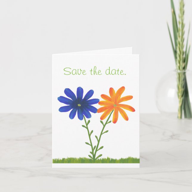 Cartes de Remise à Date Fleurs de Marguerite Bleue (Devant)