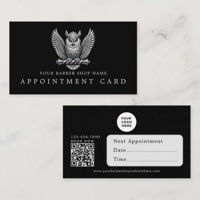 Cartes de rendez-vous avec code QR pour salon de c (Devant / Derrière)
