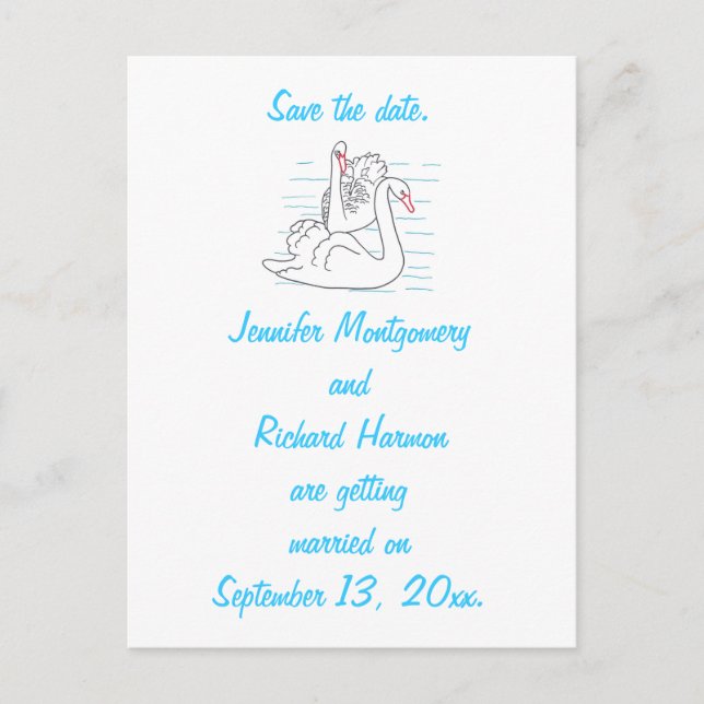 Cartes de rendez-vous avec deux cygnes noirs dessi (Devant)