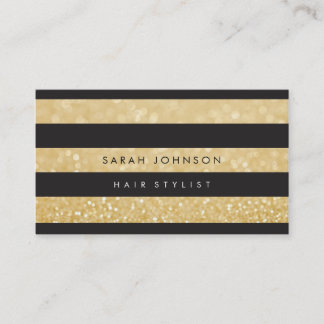 Cartes de rendez-vous Black Gold Stripes Hair Styl