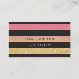 Cartes de rendez-vous Black Gold Stripes Hair Styl
