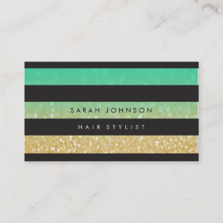 Cartes de rendez-vous Black Gold Stripes Hair Styl