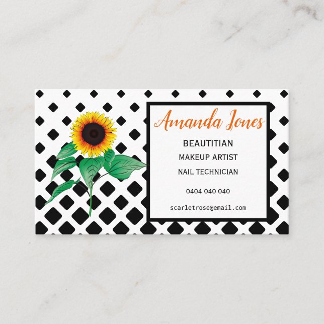 Cartes de rendez-vous de beauté Tournesol (Devant)