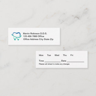 Cartes de rendez-vous de bureau de dentiste à budg