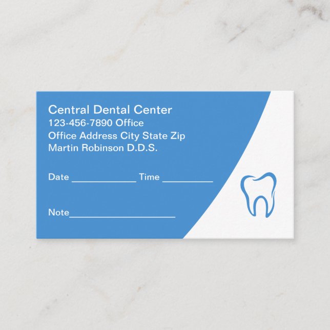 Cartes de rendez-vous de bureau pour dentistes mod (Devant)