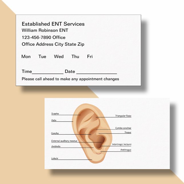 Cartes de rendez-vous de cabinet de médecin ORL (Créateur téléchargé)