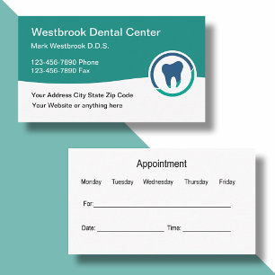 Cartes de rendez-vous de dentiste avec logo