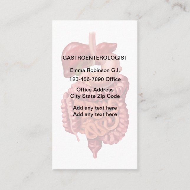 Cartes de rendez-vous de gastroentérologue (Devant)