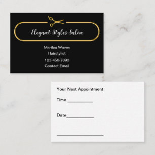 Cartes de rendez-vous de salon de coiffure élégant
