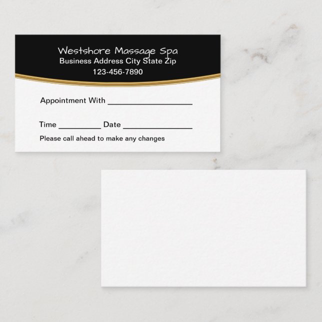 Cartes de rendez-vous de Spa pour Thérapeute de Ma (Devant / Derrière)